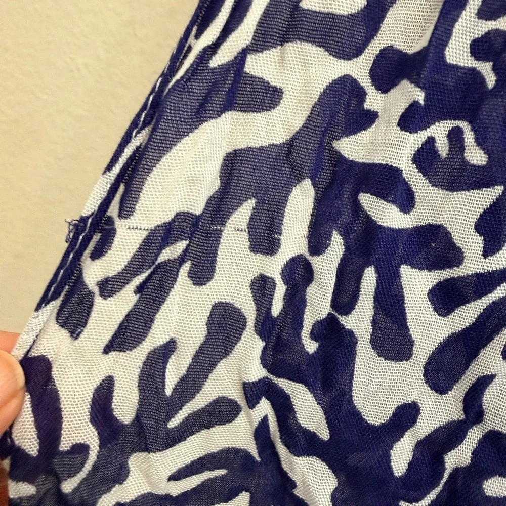 Lilly Pulitzer Murfee Infinity Scarf Blue White Coral Print Rayon 34